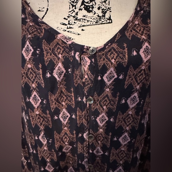 Billabong Sweet Sand Boho Tribal Tunic Top Size L(c6 - Picture 6 of 11